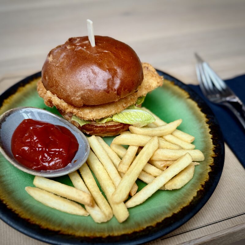 Burger z kurczakiem w panko z frytkami - menu dla dzieci w restauracji Toscania